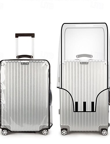 Funda protectora transparente para maleta con ruedas de PVC, funda antipolvo para estuche de viaje resistente al desgaste con ribete de cuero