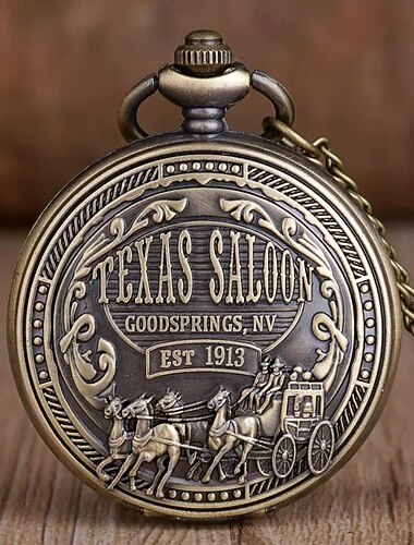 1913 Western Cowboy Carriage Badge Men's and Women's Quartz Pocket Watch Fashion Best Festival Gift Student Clock
