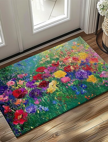 Paillasson peinture à l'huile de tournesols Tapis de cuisine Tapis de sol Tapis antidérapant Tapis à huile Tapis intérieur extérieur Décor de chambre Tapis de salle de bain Tapis d'entrée Printemps