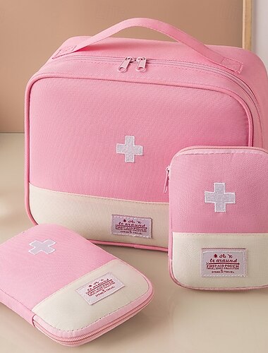 Medikamenten-Aufbewahrungsbox-Set, tragbares kompaktes Erste-Hilfe-Set für unterwegs, medizinische Organizer-Tasche für Medikamente &Essentials, kleine Notfalltasche für unterwegs