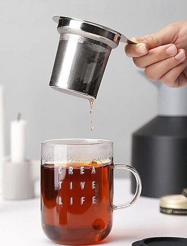 infusore per tè sfuso colino da tè a maglie extra fini infusore per tè in acciaio inox con grande capacità facile da pulire manico singolo per appendere tazze tazze teiera