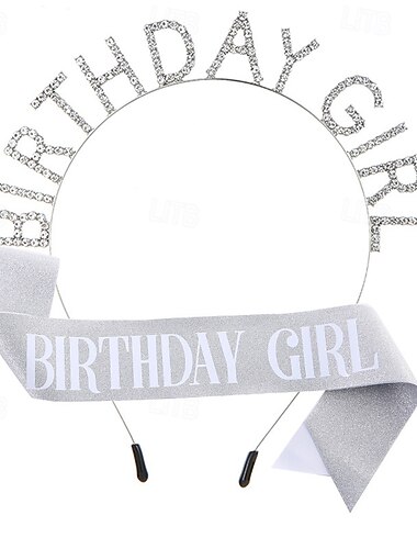 decorațiuni pentru fete și femei pentru petrecerea de ziua de naștere Set din 2 piese bentiță și cană cu „fata de naștere” - disponibil în mai multe culori