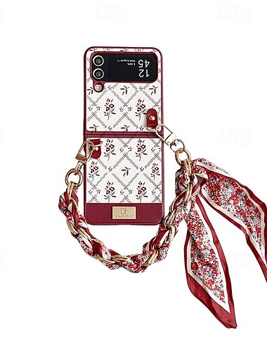 telefon Etui Til Samsung Galaxy Z Flip 7 Z Flip 6 Z Flip 5 Z Flip 4 Bakdeksel med håndleddsstropp Støtsikker Kontor / Bedrift PU lær