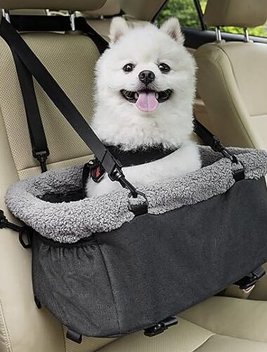 scaun de mașină pentru câini pentru câini de talie mică, consola centrală scaun de înălțare pentru animale de companie cu cadru metalic scaun de mașină pentru animale de companie cu centuri de
