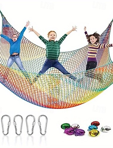 sateenkaari leikkipaikka kiipeilyverkko kaksikerroksinen turvaköysi silta säänkestävä polyesteri puumajaan, ulkoseikkailuihin ja takapihalle, seikkailuleikkisetti