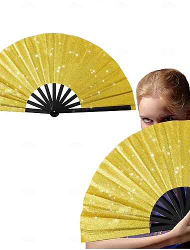 مروحة أحذية على الأرض، مروحة يدوية كبيرة قابلة للطي ثلاثية الأبعاد، مروحة رقص خطية، مروحة تصفيق للرقص الخطي، مروحة يدوية قابلة للطي تحمل ألوان الليزر