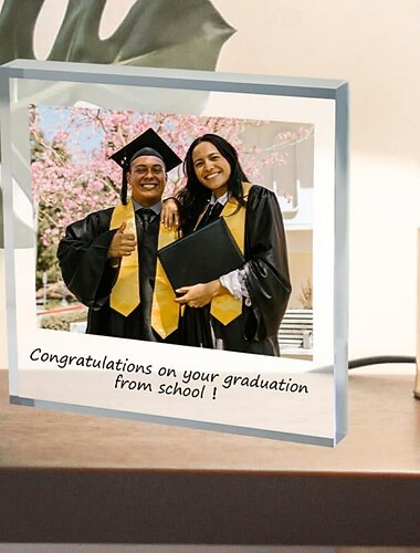 henkilökohtainen valmistumisen valokuvalohko akryyli räätälöity lasivalokuvalohko akryylilohko valokuvakristalli häälahja syntymäpäivä isänpäivä häät