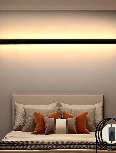 moderne stekker wandlamp 11,8-47 inch matzwarte led acryl buiten wandlamp 59 inch stekkerkabel met opening acryl binnen wandlamp geschikt voor slaapkamer woonkamer badkamer make-up gang