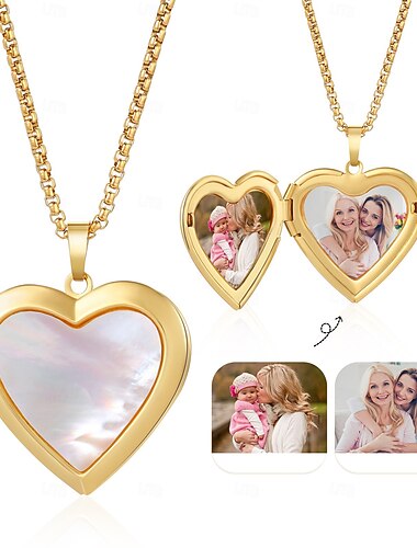 personalizované fotoalbum medailonek náhrdelník na zakázku nejlepší dárek pro maminku, skládací vzpomínkový přívěsek pro manželku přítelkyni dceru přítele, den matek valentýnské vánoční narozeniny na