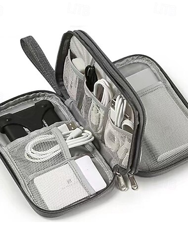 wasserdichte Reise-Kabel-Organizer-Tasche, doppellagige Aufbewahrungstasche für Elektronikzubehör, multifunktionale digitale Tasche für Kabel, Ladegeräte, Reisepass
