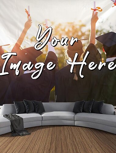 Graduation Customized Hanging Tapestry with Your Photo Best Graduation Gift Wall Art Mural Decor Photograph Backdrop Home Bedroom Living Room (suggest photo definition 3Mo or above) Personalized Gift
