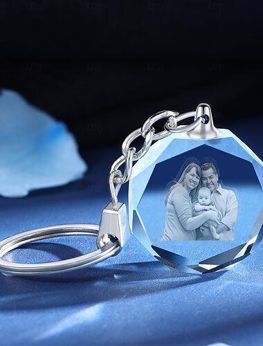 personlig 2d krystall nøkkelring tilpasset beste gave til mor - tilpasset fotogravert anheng for kone, besteforeldre, familie eller venner