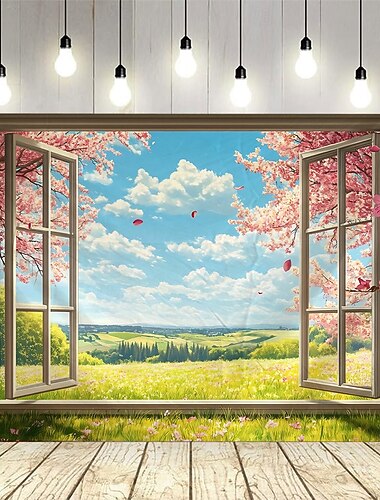Bellissimo scenario naturale fuori dalla finestra, arazzo appeso, grande arazzo murale, decorazione fotografica, coperta, tenda, casa, camera da letto, soggiorno, decorazione