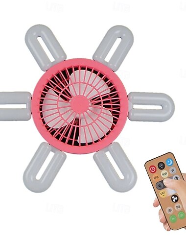 e27 stropní ventilátory se světly, 6listé LED skládací světlo ve tvaru U dálkové ovládání stmívací světlo ventilátoru malý stropní ventilátor do ložnice, garáže, inteligentní časování, orientace