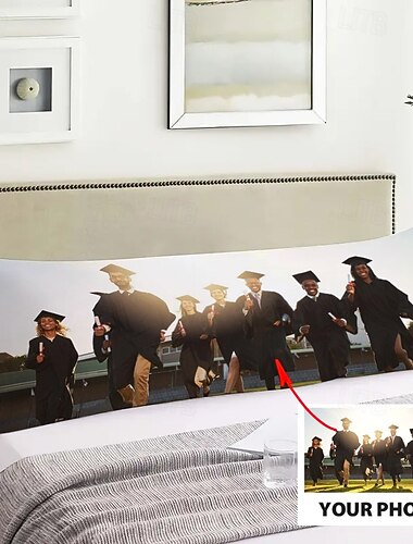 Housse de coussin corporel personnalisée Ajoutez votre image Meilleur cadeau de graduation Design photo personnalisé Housse de coussin mode décontractée