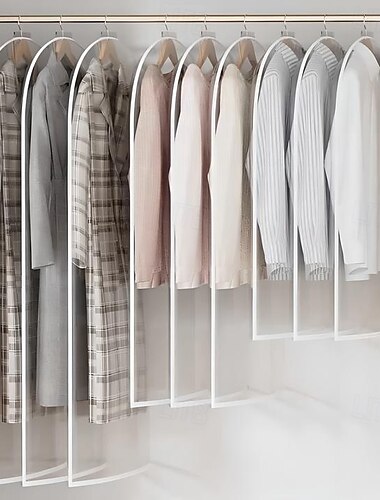 5-pak wiszących toreb na ubrania, oszczędzających miejsce, z zamkiem błyskawicznym samokompresującym, pokrowcem na kurtki puchowe, organizerem na ubrania w szafie z przezroczystym okienkiem