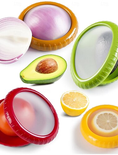 4ks sada na ukládání avokáda a cibule, silikonová antioxidační krabička na ovoce, zelenina, opakovaně použitelná lednička na uskladnění čerstvých lusků, perfektní nádoby na citrony rajčata na česnek