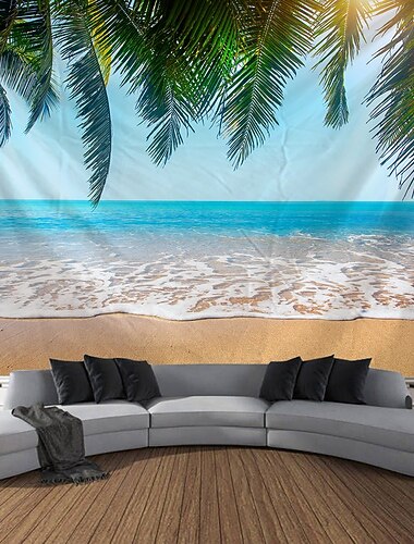 Paesaggio Spiaggia Oceano Arazzo Grande Arazzo Murale Decorazione Fotografica Sfondo Coperta Tenda Decorazione Casa Camera da Letto Soggiorno