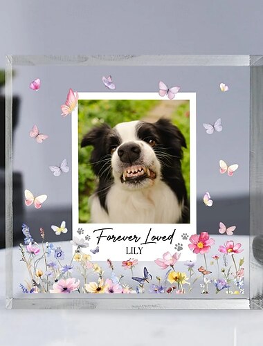 személyre szabott emlékmű akril kisállat fotó plakett egyedi együttérző ajándékok szeretteinek elvesztésére örökre szeretett kutya kutya emlékmű dekoráció otthoni hálószoba dekoráció tisztelgés
