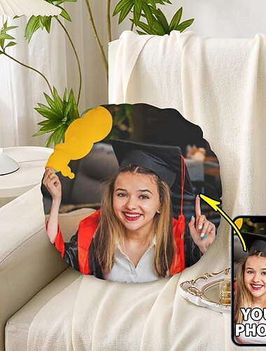 Aangepaste Hond Ronde Kussen Beste Afstudeercadeau Gemaakt van Originele Gepersonaliseerde Huisdier Ronde Fluwelen Kussen