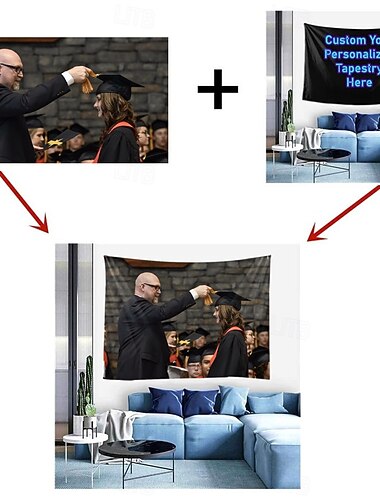Individualisierter Wandteppich mit Ihrem Foto Beste Abschlussgeschenk Wanddeko Fotohintergrund Zuhause Schlafzimmer Wohnzimmer (Vorschlag Fotoauflösung 3Mo oder höher) Personalisierte Geschenke
