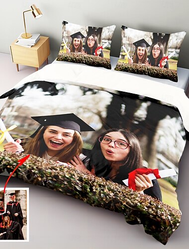 Juego de funda nórdica personalizado Juego de cama personalizado Funda nórdica Foto Mejor regalo de graduación Regalos personalizados para Familia Mascotas Amigos Parejas