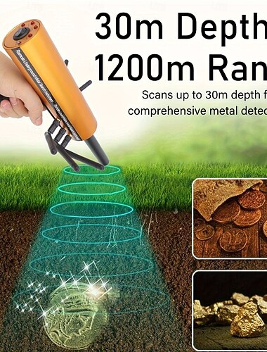 Metalldetektor, 30 m Tiefe, 1200 m Reichweite, 6 Antennen, hochpräziser Metall-Pinpointer, tragbarer Gold-Diamant-Miner-Detektor, Metallsuchdetektor, Fernsuche unter der Erde, Metallgerät für