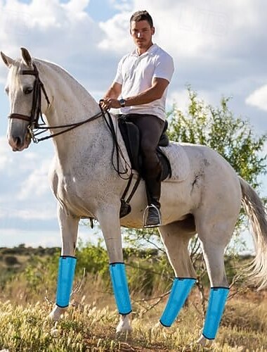 Balení 4 bot na koně - prodyšný plastový síťovaný design - snižuje kopání, poškození kopyt a únavu nohou