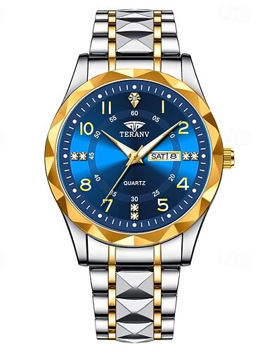 En ny digital diamantformet urtavle elegant herre kvartsur - IPX7 vanntett vurdering lysende dato og ukedag visning legeringrem uformelle klesideer gave