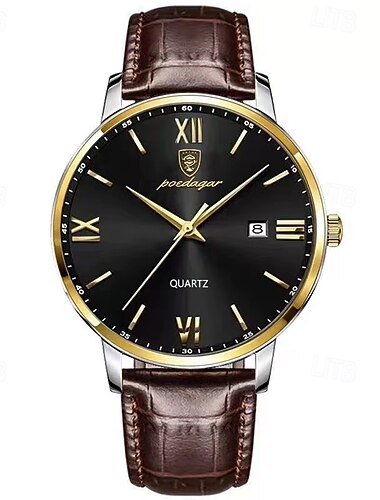 Orologio da Uomo al Quarzo 826 – Cassa in Lega Ultra-Sottile Cinturino in Pelle Lancette Luminose Display della Data 30M Impermeabile Stile Business Classico