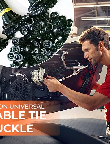50/100個入りナイロン製ユニバーサルケーブルタイバックル、2025高耐久セルフロック式ジップタイクリップ、フェンダーやエンジンガード用の車用ファスナー、DIY自動車修理用のUV耐性小型ブラックストラップ