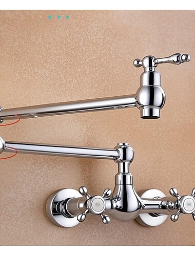 Robinet de lavabo - Montage mural Électroplaqué Ensemble central Poignée à 2  trousBath Taps