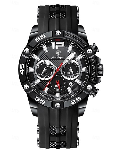 912 Neue multifunktionale Mode Luxus Herren wasserdichte Nachlicht Uhr Silikonarmband Quarz Herren Uhr