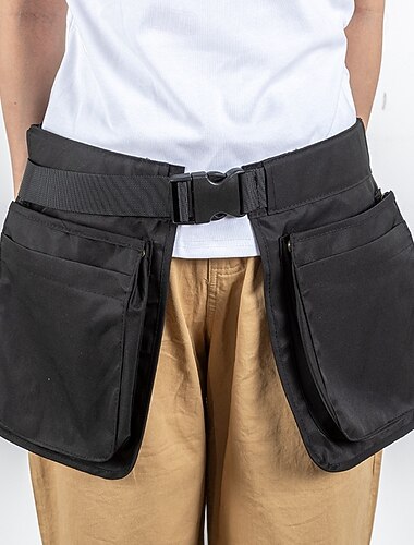 Verktygsbälte med flera fickor, vattentät midjeväska med justerbar rem - svart trädgårdsarbetsbälte för matlagning, pyssel, gör-det-själv-projekt, förvaringsväska med flera fack