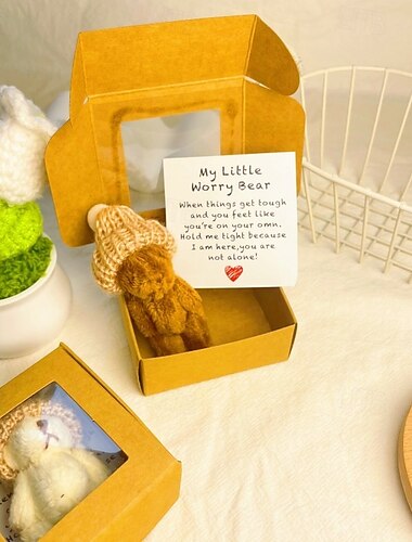 ręcznie robiony mini pluszowy miś w pudełku prezentowym, kieszonkowa pluszowa zabawka dla dzieci i dorosłych, uroczy mały miś na urodziny, walentynki, prezent rocznicowy