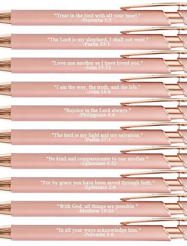 10 stk. kuglepenne med bibelvers og stylusspids, udtrækkelige penne med glat blæk, inspirerende kristne skriftgaver til bibelstudier, kandidater