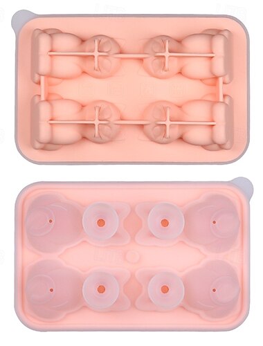 1 Eiswürfelform, 6,1 cm/7,1 cm groß, 4 Würfel, französische Bulldogge, Katze, Eiswürfelschale mit Deckel, lustige und süße Geschenke für Whiskey, Cocktails und Bourbon mit einfacher Entnahme