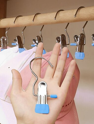 Crochets de rangement pour vêtements et chapeaux peu encombrants, pinces à linge, pinces de rangement robustes pour placards, pinces à linge en vrac pour chaussettes, serviettes, pantalons, voyages,