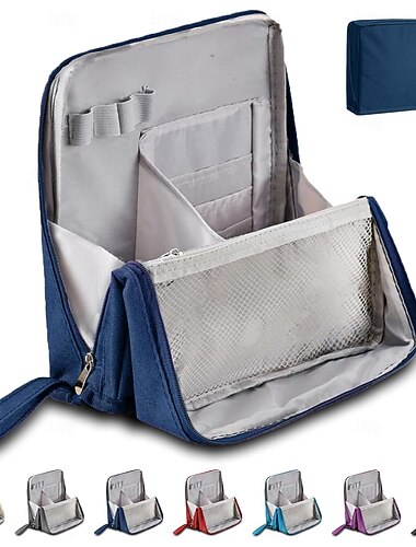 Stehende Make-up-Tasche, wasserdichte Kulturtasche mit großem Fassungsvermögen und Fächern, tragbarer Kosmetik-Organizer für die Reise, Mehrzweck-Bleistift &Make-up-Aufbewahrungskoffer