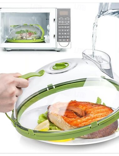 Mikrowellen-Abdeckung für Lebensmittel, hochtemperaturbeständiger Dampfdeckel mit Wassereinspritzdesign, feuchtigkeitsspeichernder Spritzschutz zum Erhitzen und Aufbewahren von Lebensmitteln