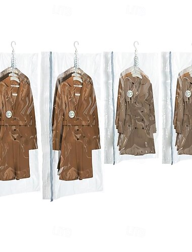 taili 1個 吊り下げ式真空保存袋 省スペースバッグ 衣類、スーツ、ジャケット、クローゼットオーガナイザー、旅行用