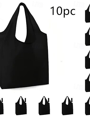 10 borse per la spesa pieghevoli riutilizzabili, borse in poliestere lavabili e resistenti con manici robusti, colori vivaci, borse per la spesa ecologiche per l'uso quotidiano, viaggi, ufficio e