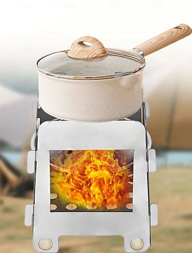 bärbar camping vedspis rostfritt stål vedeldad spis alkoholkök för picknick grill vandring överlevnad matlagningsutrustning för - utomhuscamping