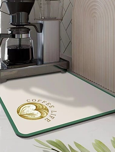 Tapis de cuisine super absorbant pour égoutter la vaisselle, dessous de verre, séchage rapide, antidérapant, facile à nettoyer, protège le plan de travail de la cuisine de l'eau, de la chaleur et des
