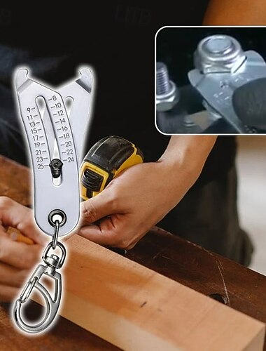 Portable Precise Thread Size Checker Keychain Stainless Steel Thread Identifier Gauge Tool Compact Thread Pitch Measuring Ruler for Screws Bolts Nuts DIY Repair