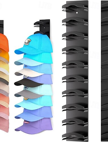 Lot de 2 organisateurs de chapeaux pour casquettes de baseball, support mural pour chapeaux avec adhésif puissant pouvant contenir jusqu'à 20 chapeaux, présentoir pour cintres à chapeaux pour placard