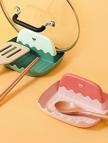 2 kpl ruokailuvälineiden kattilan kannen pidike, keittiölusikan ja lastan syömäpuikkojen järjestäjäteline, monitoiminen työtasolle tarkoitettu säilytysalusta ruoanlaittovälineille ja kannen asetteluun