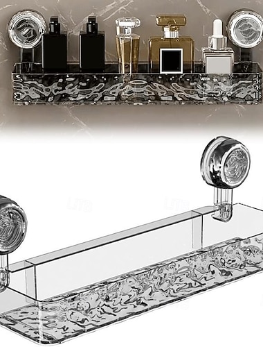 Soporte de almacenamiento con ventosa corrugada, estante de almacenamiento ligero de lujo sin perforaciones, estante de ducha móvil con ventosa, estante de almacenamiento montado en la pared sin taladro