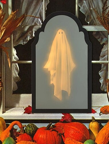 Halloween gruseliges Licht leuchtender Geist Hologramm Spiegel USB betriebene Horror Wanddekoration gruseliges Atmosphärenornament für Indoor-Party Geisterhaus Halloween Layout