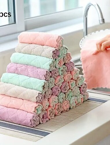 20 szt. ściereczek z mikrofibry do naczyń, dwustronne ręczniki kuchenne, ściereczki wielokrotnego użytku, ściereczki do szorowania naczyń, wielofunkcyjne środki czyszczące i akcesoria kuchenne